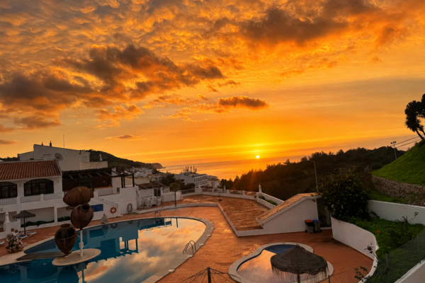 sunset at salema praia clube in the algarve